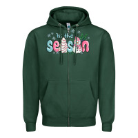 Sports Green tis the season snowman and christmas cake Zipper Hoodie - MaliasSmallBusiness