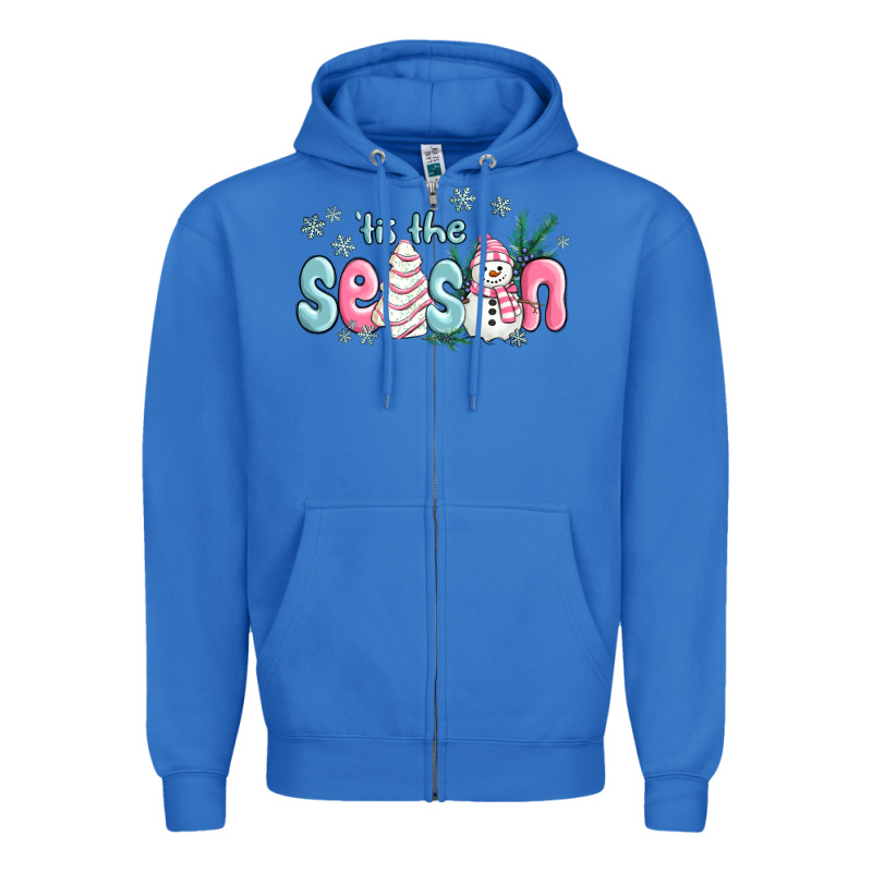 Tis The Season Snowman And Christmas Cake Zipper Hoodie by MaliasSmallBusiness | Teevron