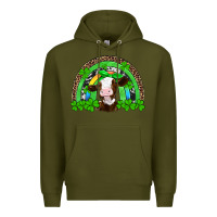 Army Green st patricks cow rainbow Premium Hoodie - Artiststas