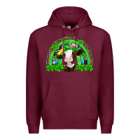 Burgundy st patricks cow rainbow Premium Hoodie - Artiststas