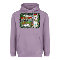 Lavender merry and bright husky farm  background Heavyweight Hoodie - RanaPortraitStore