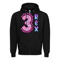 Black 3 rex pink dinosaur Zipper Hoodie - MaliasSmallBusiness