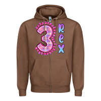 Chestnut 3 rex pink dinosaur Zipper Hoodie - MaliasSmallBusiness