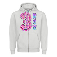 Dove Grey 3 rex pink dinosaur Zipper Hoodie - MaliasSmallBusiness