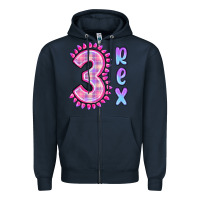 Navy 3 rex pink dinosaur Zipper Hoodie - MaliasSmallBusiness