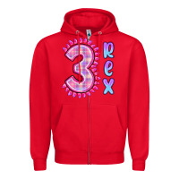 Red 3 rex pink dinosaur Zipper Hoodie - MaliasSmallBusiness