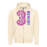 Sandshell 3 rex pink dinosaur Zipper Hoodie - MaliasSmallBusiness
