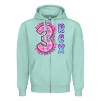 Seafoam 3 rex pink dinosaur Zipper Hoodie - MaliasSmallBusiness
