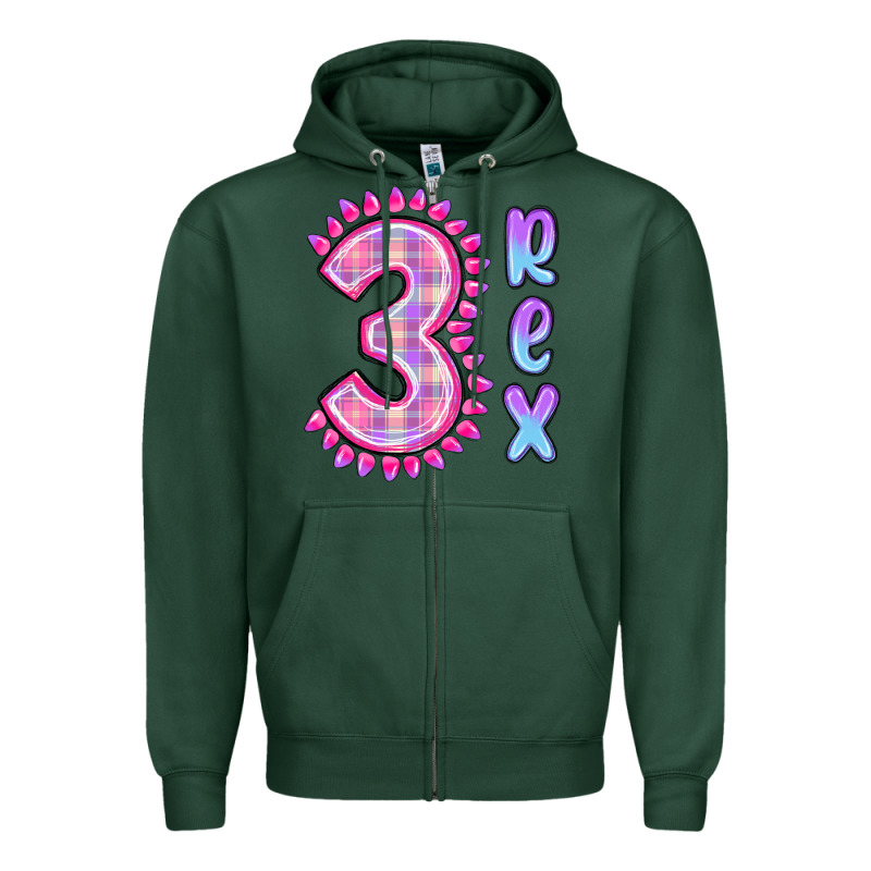 3 Rex Pink Dinosaur Zipper Hoodie by MaliasSmallBusiness | Teevron
