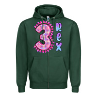 Sports Green 3 rex pink dinosaur Zipper Hoodie - MaliasSmallBusiness