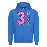 True Royal 3 rex pink dinosaur Zipper Hoodie - MaliasSmallBusiness