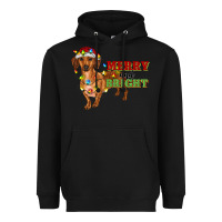 Black merry and bright dachshund Heavyweight Hoodie - RanaPortraitStore