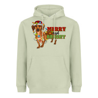 Matcha merry and bright dachshund Heavyweight Hoodie - RanaPortraitStore