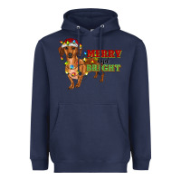 Navy merry and bright dachshund Heavyweight Hoodie - RanaPortraitStore