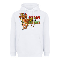 White merry and bright dachshund Heavyweight Hoodie - RanaPortraitStore