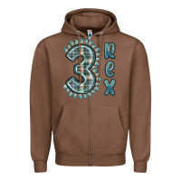 Chestnut 3 rex green dinosaur Zipper Hoodie - MaliasSmallBusiness
