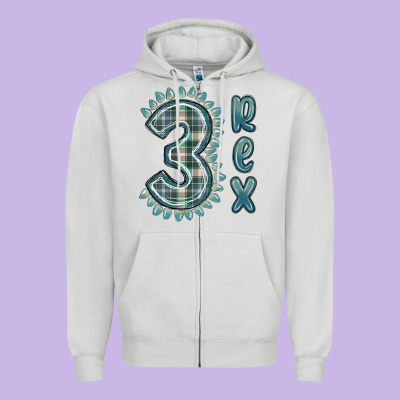 Zipper Hoodie 3 rex green dinosaur