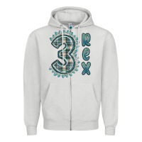 Dove Grey 3 rex green dinosaur Zipper Hoodie - MaliasSmallBusiness