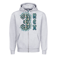 Heather Grey 3 rex green dinosaur Zipper Hoodie - MaliasSmallBusiness