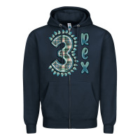 Navy 3 rex green dinosaur Zipper Hoodie - MaliasSmallBusiness