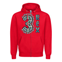 Red 3 rex green dinosaur Zipper Hoodie - MaliasSmallBusiness