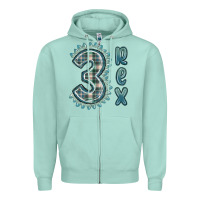 Seafoam 3 rex green dinosaur Zipper Hoodie - MaliasSmallBusiness