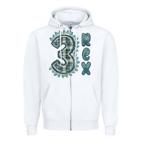 White 3 rex green dinosaur Zipper Hoodie - MaliasSmallBusiness