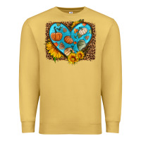 Antique Gold fall pattern heart with leopard background Premium Sweatshirt - HRA Design Shop