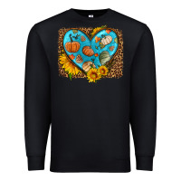 Black fall pattern heart with leopard background Premium Sweatshirt - HRA Design Shop