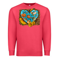 Cardinal fall pattern heart with leopard background Premium Sweatshirt - HRA Design Shop