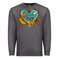 Charcoal Heather fall pattern heart with leopard background Premium Sweatshirt - HRA Design Shop