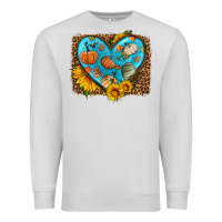 Dove Grey fall pattern heart with leopard background Premium Sweatshirt - HRA Design Shop