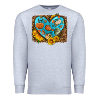Heather Grey fall pattern heart with leopard background Premium Sweatshirt - HRA Design Shop