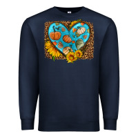 Navy fall pattern heart with leopard background Premium Sweatshirt - HRA Design Shop