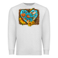 Oatmeal Heather fall pattern heart with leopard background Premium Sweatshirt - HRA Design Shop