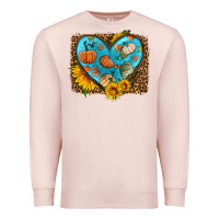 Pale Pink fall pattern heart with leopard background Premium Sweatshirt - HRA Design Shop