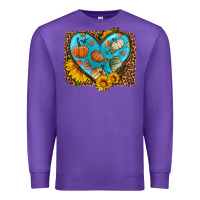 Purple fall pattern heart with leopard background Premium Sweatshirt - HRA Design Shop