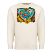 Sandshell fall pattern heart with leopard background Premium Sweatshirt - HRA Design Shop