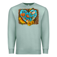 Seafoam fall pattern heart with leopard background Premium Sweatshirt - HRA Design Shop
