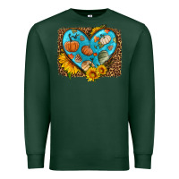 Sports Green fall pattern heart with leopard background Premium Sweatshirt - HRA Design Shop
