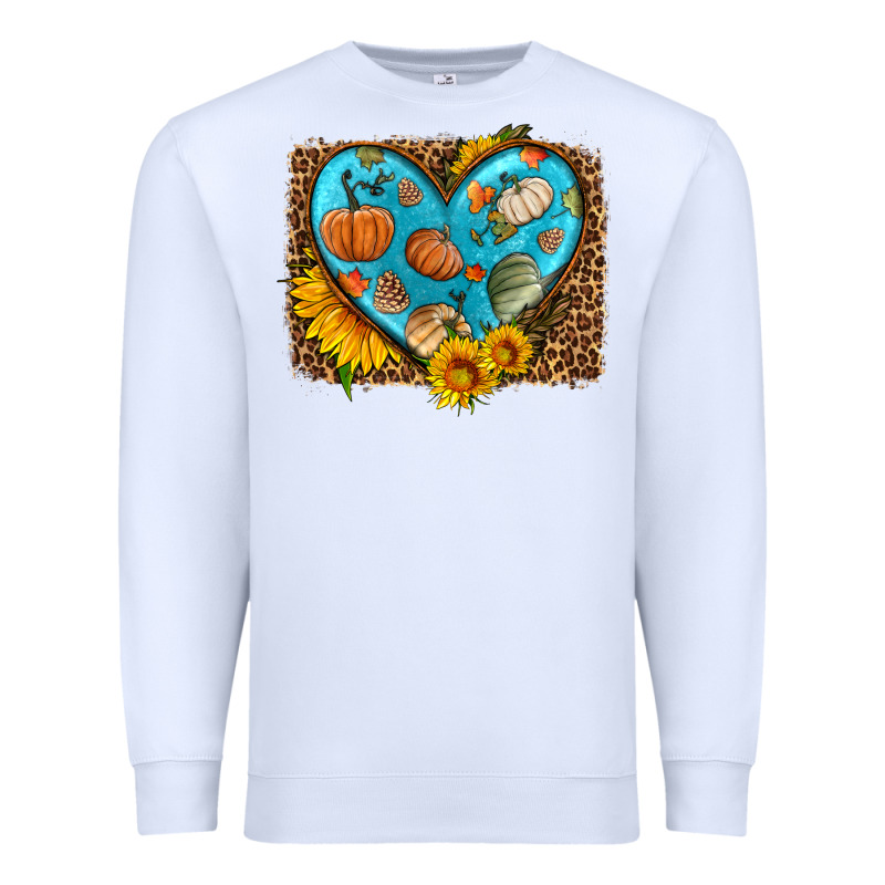 Fall Pattern Heart With Leopard Background Premium Sweatshirt by HRA Design Shop | Teevron