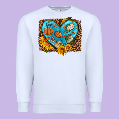 Fall Pattern Heart With Leopard Background Premium Sweatshirt Designed By Hra Design Shop