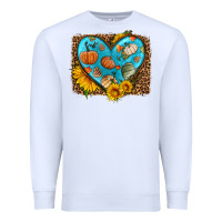 White fall pattern heart with leopard background Premium Sweatshirt - HRA Design Shop