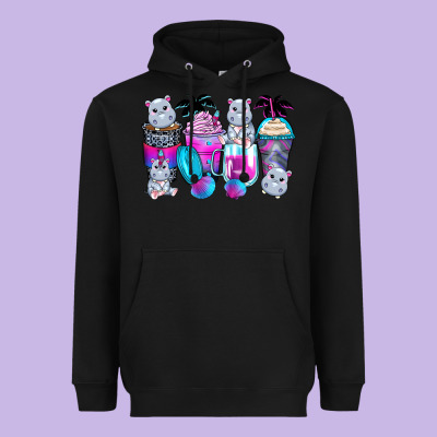 Hippopotamus Coffee Cups Heavyweight Hoodie Designed By Zillion Design Studio