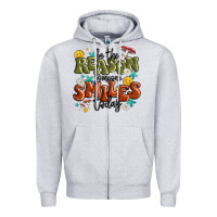 Heather Grey be the reason someone smiles today Zipper Hoodie - MaliasSmallBusiness