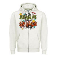 Oatmeal Heather be the reason someone smiles today Zipper Hoodie - MaliasSmallBusiness