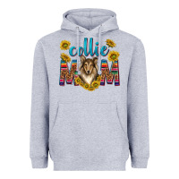Heather Grey western collie mom Heavyweight Hoodie - texasbilliewilder