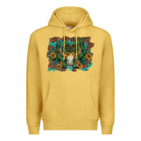 Antique Gold leopard bull skull cactus sunflowers Premium Hoodie - AdoDesignShop