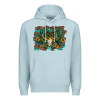 Blue Mist leopard bull skull cactus sunflowers Premium Hoodie - AdoDesignShop