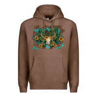 Chestnut leopard bull skull cactus sunflowers Premium Hoodie - AdoDesignShop